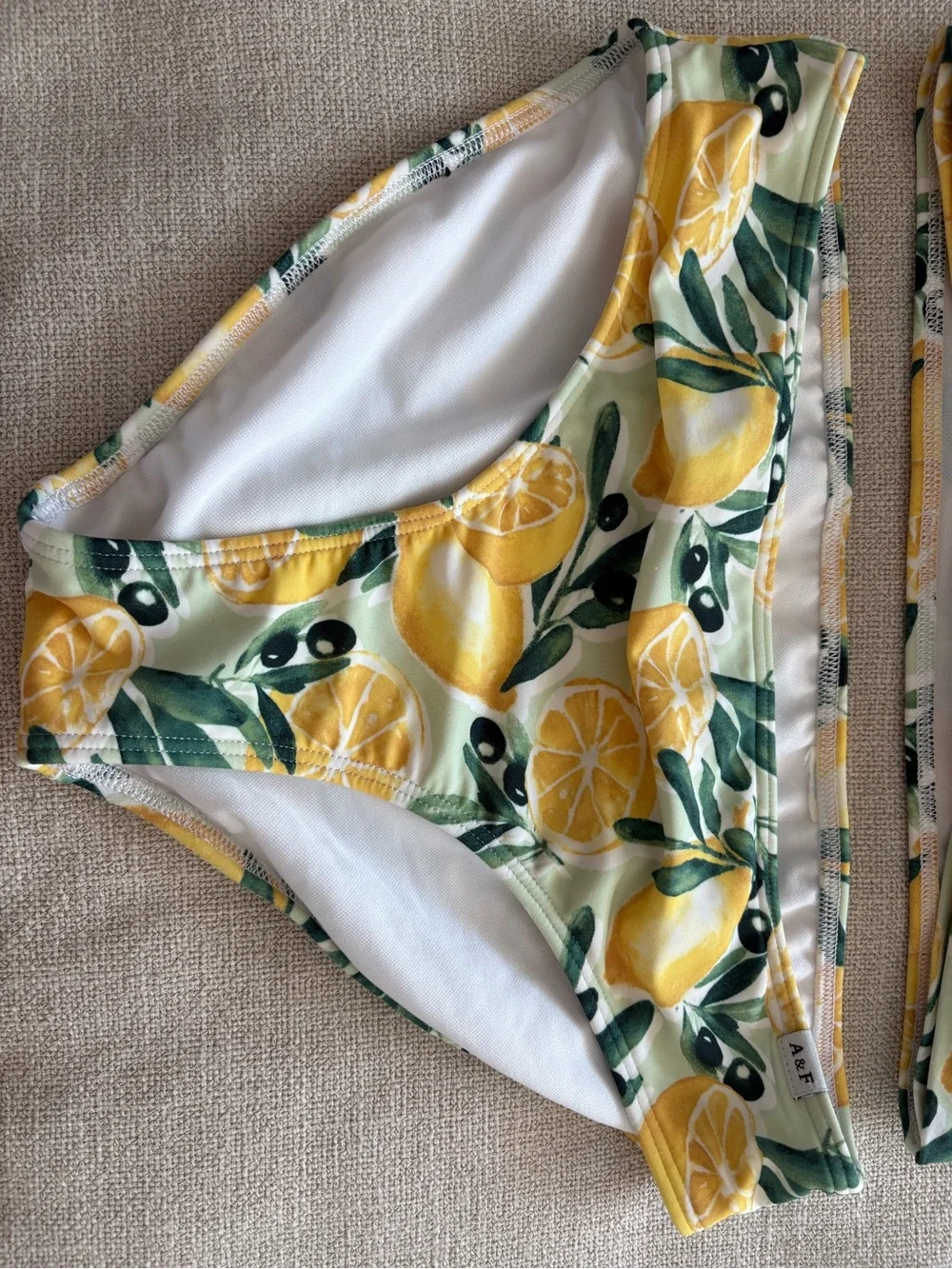 abercrombie kids White Bikini Top with Yellow & Green Trim